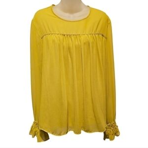 eva Mendes NY&CO; Women's Yellow Baby Doll Smock Style Top, Sz Xl